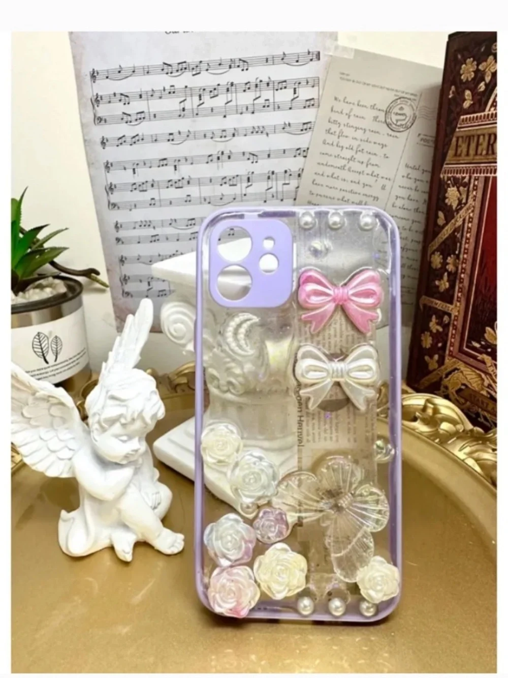 iPhone 12 Baroque butterfly or angel Phone Case, Handmade Phone case